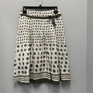 Connection Skirt Ladies size Small A-line‎ pleated front side zip Lined cream